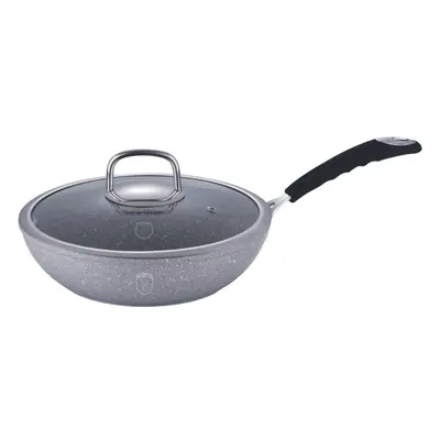 BERLINGERHAUS Wok s mramorovým povrchem s poklicí 28 cm Gray Stone Touch Line BH-1160