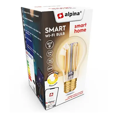 ALPINA-NK Chytrá žárovka LED WIFI bílá stmívatelná E27 470LM ED-225448