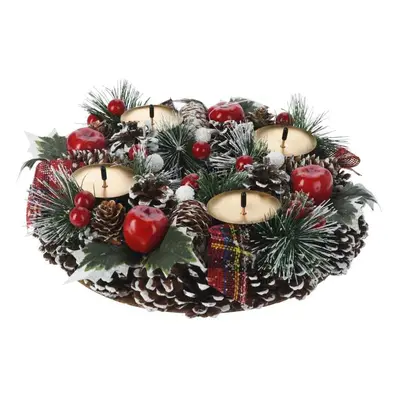 HOMESTYLING Vánoční adventní věnec se svícnem 27 cm KO-ACW006830