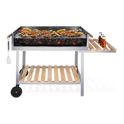 BBQ COLLECTION Gril na dřevěné uhlí nerez 98 x 56 cm ED-286634