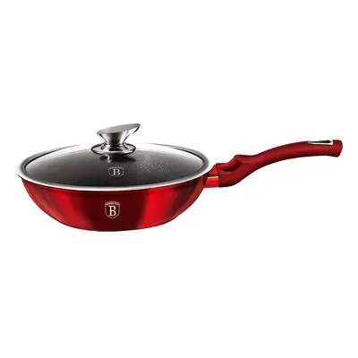 BERLINGERHAUS Pánev WOK s poklicí s mramorovým povrchem 28 cm Burgundy Metallic Line BH-1265