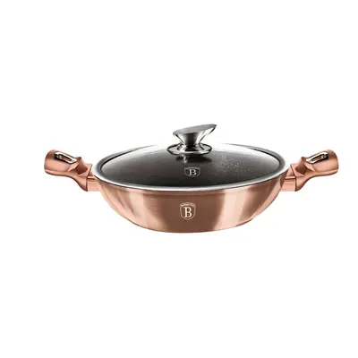 BERLINGERHAUS Pánev WOK s mramorovým povrchem 30 cm Rosegold Metallic Line BH-7100