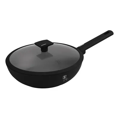 BERLINGERHAUS Pánev WOK s titanovým povrchem a poklicí 28 cm Matte Black Collection BH-8181