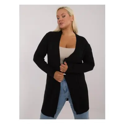 Dámský kardigan s dlouhými rukávy plus size černý