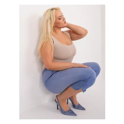 Dámské kalhoty s kapsami 3/4 plus size ROMA modré