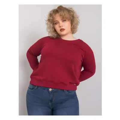 Dámská mikina plus size bavlněná DONNA bordó