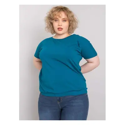 Dámská halenka s žebrovaným pasem plus size ADDYSON modrá