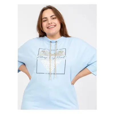 Dámská halenka plus size s 3/4 rukávy CLARA světle modrá