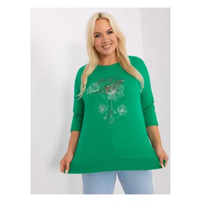 Dámská halenka plus size s 3/4 rukávy ISST zelená