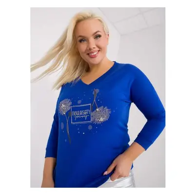 Dámská halenka plus size s aplikacemi DAM kobaltová