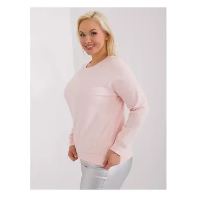 Dámská halenka plus size s dlouhým rukávem DAV světle růžová