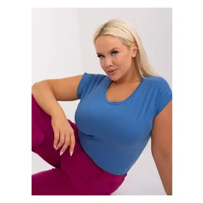 Dámské tričko plus size BASIC FEEL GOOD tmavě modré