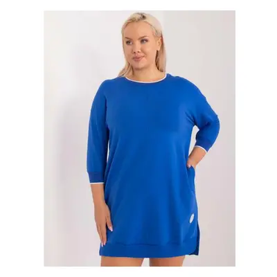 Dámské šaty s manžetami mini plus size kobaltové