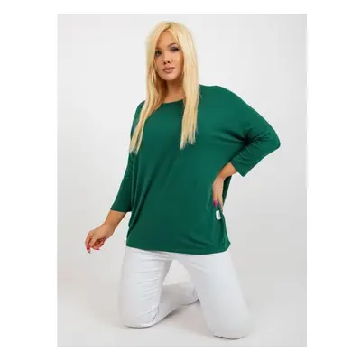 Dámská halenka s 3/4 rukávy plus size ASIA tmavě zelená