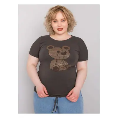 Dámská halenka s kamínky plus size LUCE tmavě khaki