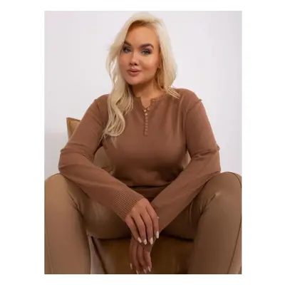 Dámský svetr s viskózou plus size DASH hnědý