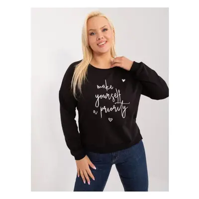 Dámská halenka plus size s kamínky černá