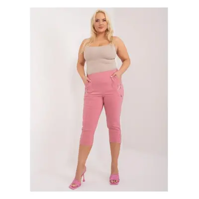 Dámské kalhoty plus size s 3/4 nohavicemi SINA růžové