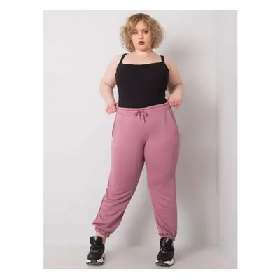 Dámské tepláky bavlněné plus size AINHOA špinavě růžové