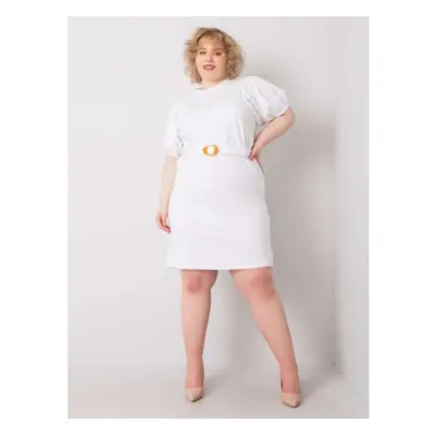 Dámské šaty s páskem plus size MYLAH bílé