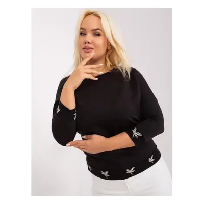 Dámská halenka plus size s kulatým výstřihem ORILE černá