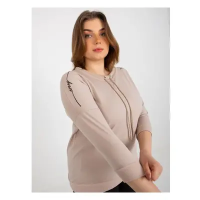 Dámská halenka s potiskem a 3/4 rukávem plus size CINA béžová