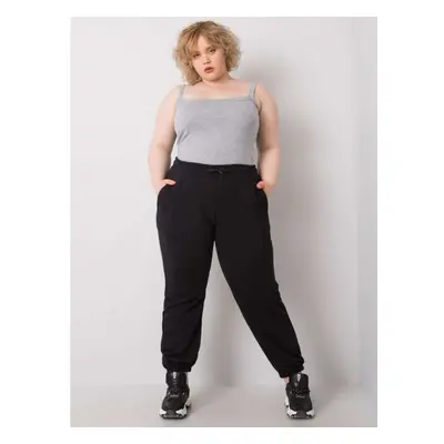 Dámské tepláky s vysokým pasem plus size AINHOA černé