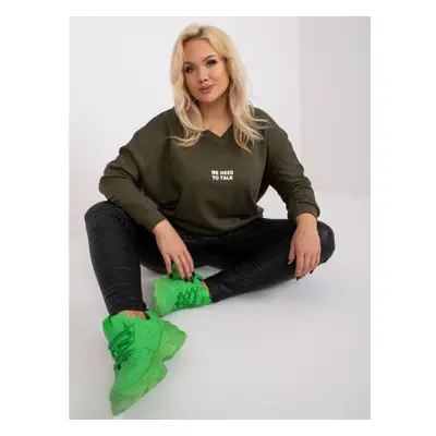 Dámská tunika s kamínky plus size RAELLA khaki