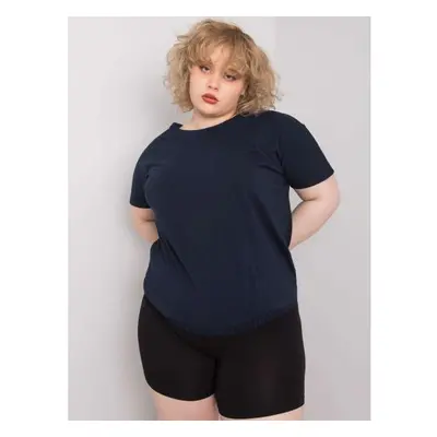 Dámská halenka s žebrovaným pasem ADDYSON námořnická modrá plus size