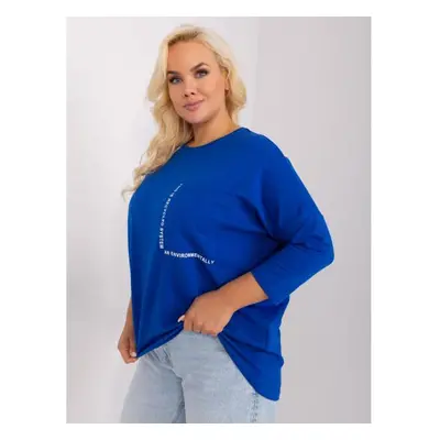 Dámská halenka plus size s kulatým výstřihem MEIRR kobaltová