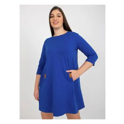 Dámské šaty s kapsami mini plus size DALENNE kobaltové