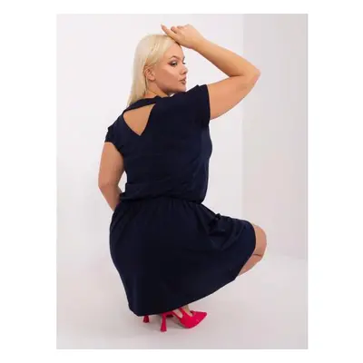 Dámské šaty s elastickým pasem plus size ZEJ námořnicky modré