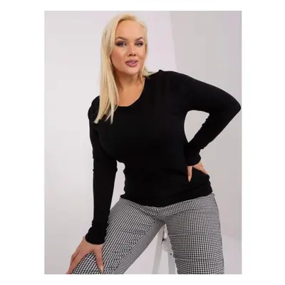 Dámský svetr s kulatým výstřihem plus size ZEL černý