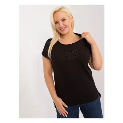 Dámská halenka plus size s nášivkou černá