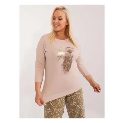 Dámská halenka plus size s potiskem béžová