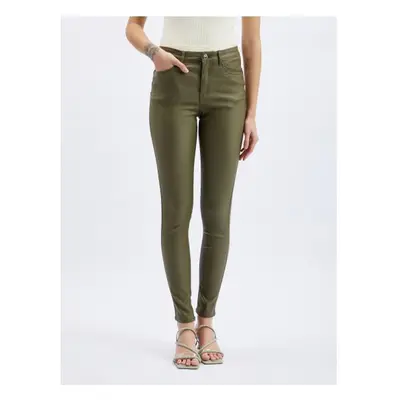 Khaki dámské skinny fit kalhoty