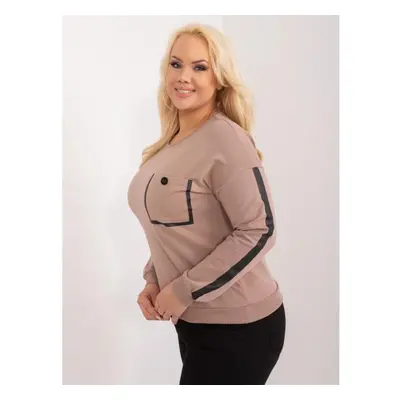 Dámská halenka plus size z bavlny tmavě béžová