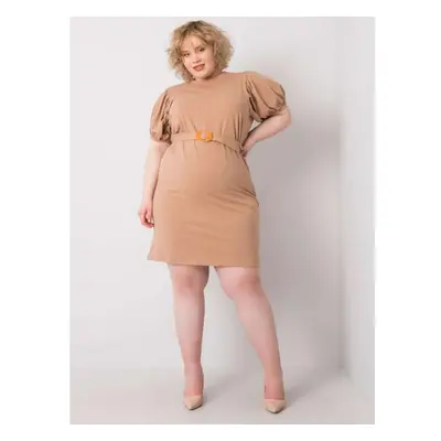 Dámské šaty pruhované plus size MYLAH hnědé