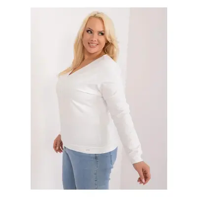 Dámská halenka plus size s výstřihem do V ecru