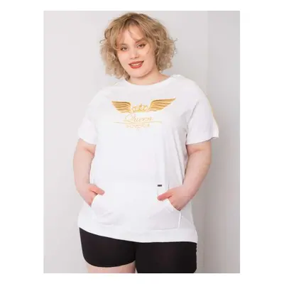 Dámská halenka bavlněná plus size SHAUNEE bílá