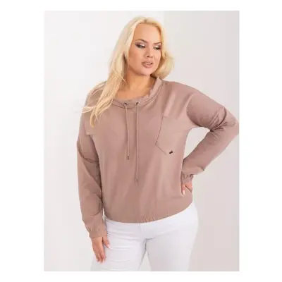 Dámská halenka plus size s kapsičkou světle hnědá