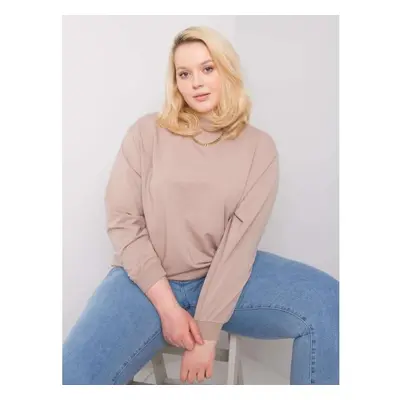 Dámská mikina s kapucí plus size HARMONY tmavě béžová