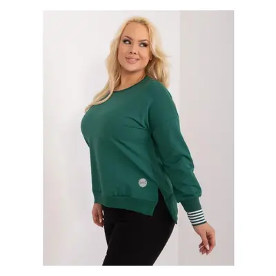 Dámská halenka plus size s manžetami tmavě zelená