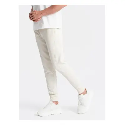 Pánské bavlněné tepláky BASIC joggers krémové