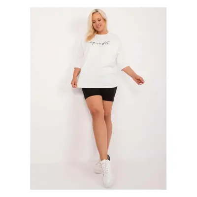 Dámská halenka plus size bavlněná s aplikací ecru