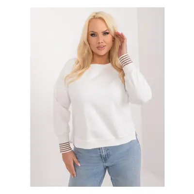 Dámská halenka plus size s kulatým výstřihem ecru