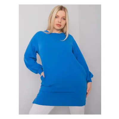 Dámská halenka hladká plus size TOLEDO tmavě modrá