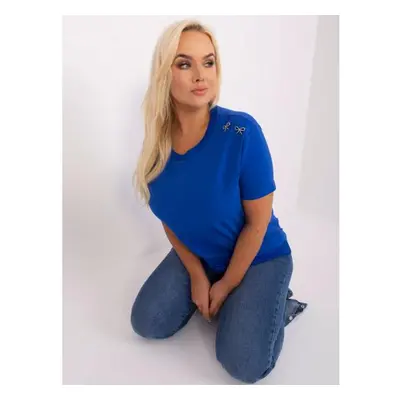 Dámská halenka s krátkým rukávem plus size MARVELLA kobaltová