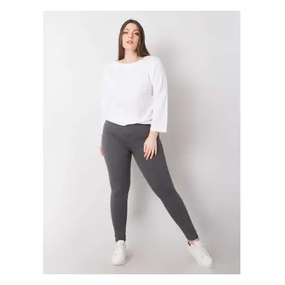 Dámské legíny RUE PARIS bavlněné plus size tmavě šedé