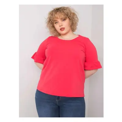 Dámská halenka bavlněná plus size YARELI růžová